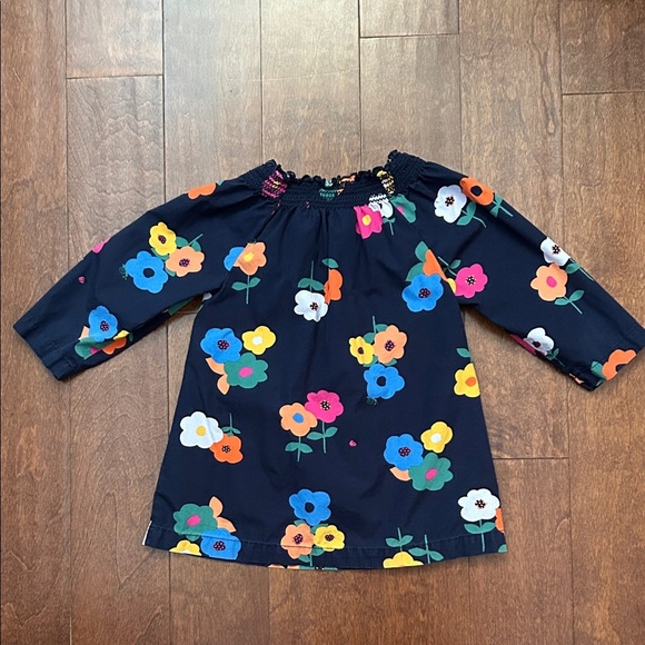 Hanna Andersson Navy Floral Kids Blouse, Size 6/7 - Picture 8 of 12